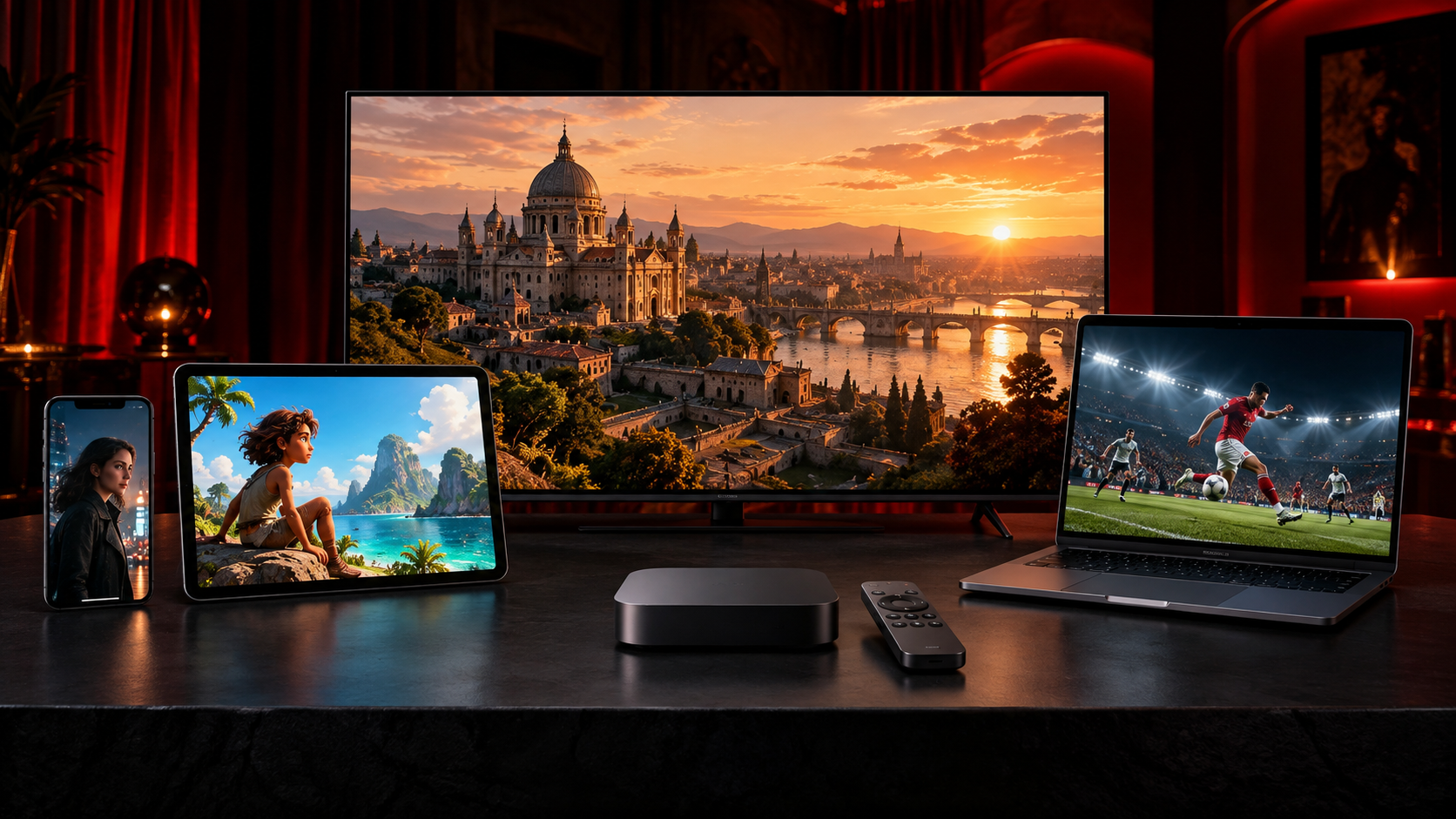 Smart TV, celular, tablet, TV Box e notebook